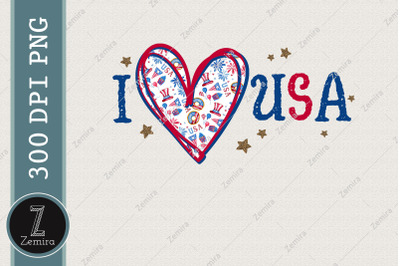 4th Of July American Heart Sublimation