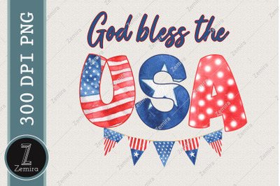 4th Of July God Bless USA Sublimation