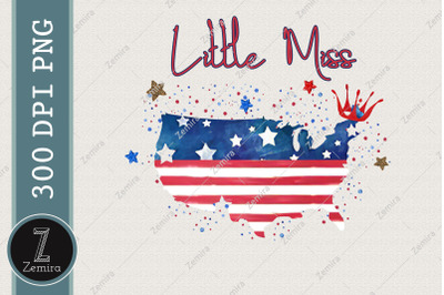 4th Of July Little Miss USA Sublimation