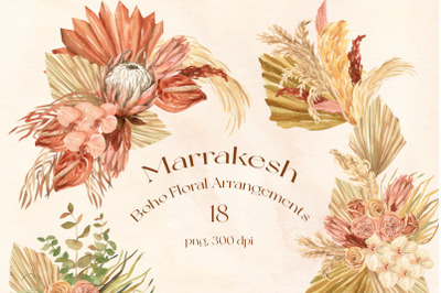 Marrakesh - Dried Boho Floral Arrangements Watercolor