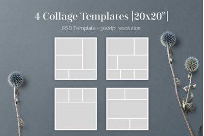 4 20x20 PSD Photography Collage Templates (S201)