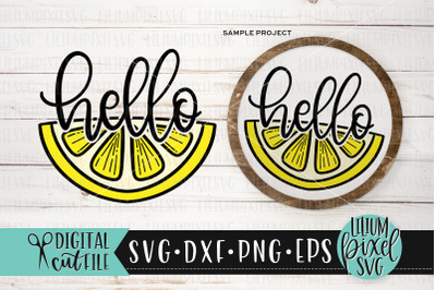 Hello Lemon Half Round Frame - Summer SVG