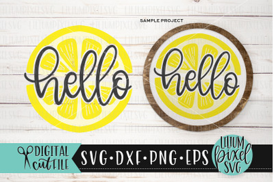 Hello Lemon Round Frame - Summer SVG
