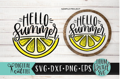 Hello Summer Lemon Half Round Frame - Summer SVG