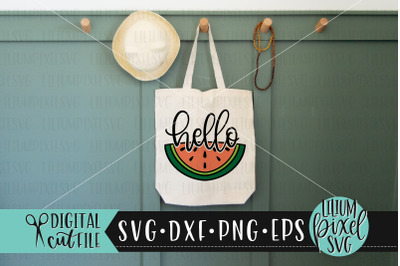 Hello Watermelon Half Round Frame - Summer SVG