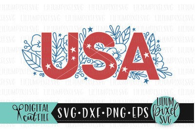 Floral USA- Fourth of July SVG