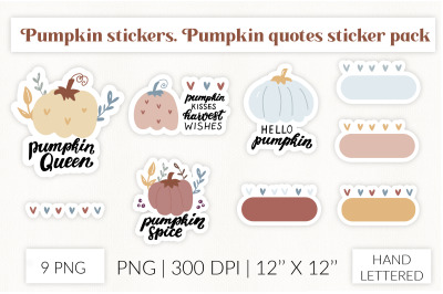 Pumpkins stickers. Cute pumpkins quotes sticker pack.