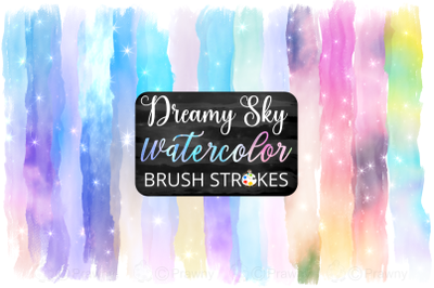 Dream Sky Watercolor Brush Strokes Set 4