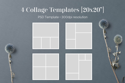 4 20x20 PSD Photography Collage Templates (S202)
