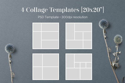 4 20x20 PSD Collage Templates for Photographers (S203)