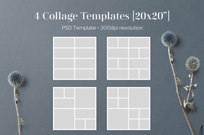 4 20x20 PSD Photo Collage Templates (S211)