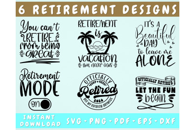 Retirement SVG Bundle, 6 Designs, Officially Retired 2023 SVG