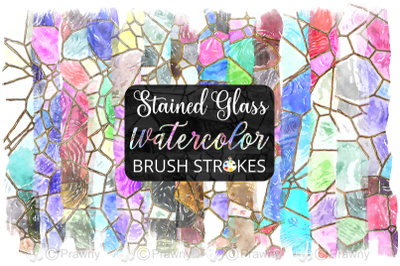 Stained Glass Watercolor Brush Strokes Set 5