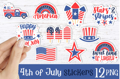 4th of July Stickers set - USA Independence Day PNG