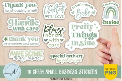 10 sets of Green Small Business Stickers, personal stickers