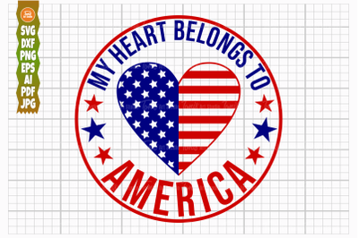 My Heart Belongs to America SVG, USA Heart Svg Png