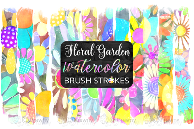 Floral Garden Watercolor Brush Strokes Set 6