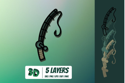 3D Fishing Rod SVG