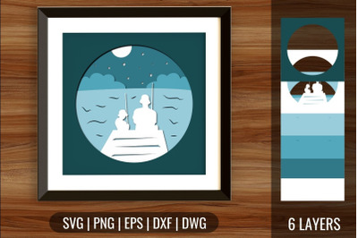 Dad Fishing Shadow Box SVG