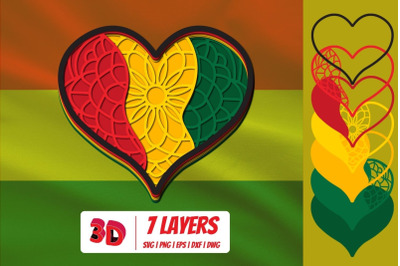 3D Juneteenth Heart SVG