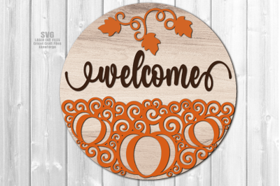 Fall Welcome Sign SVG | Round Pumpkin SVG Laser Cut Files