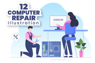 12 Computer Repair or Service Illustration