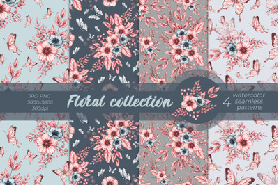 Floral collection/ Watercolor Patterns PNG, JPG