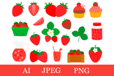 Strawberry stickers PNG. Strawberry stickers printable