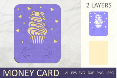 Birthday money card holder svg&2C; Layered money card papercut