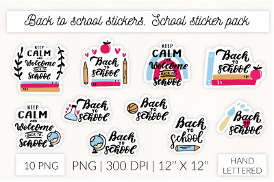 Back to school stickers, School sticker pack.