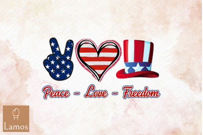 Peace Love Freedom Flag Usa 4Th Of July