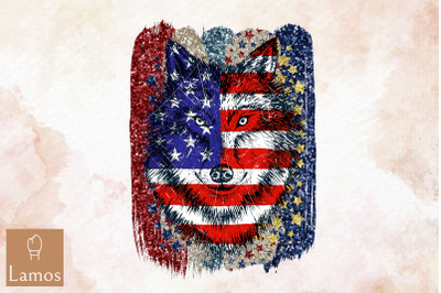 Wolf American Flag Usa 4Th Of July Png