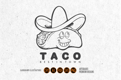 Cute delicious tacos hat restaurant silhouette svg