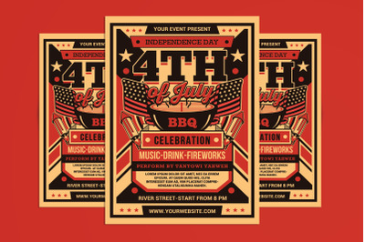 4th of July BBQ Flyer Template
