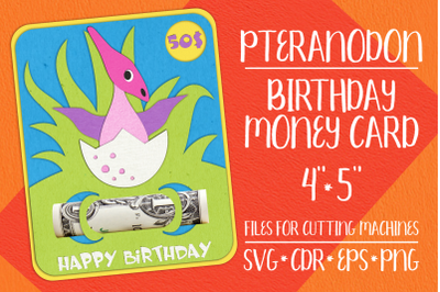 Pteranodon  Birthday Card | Money Holder Template