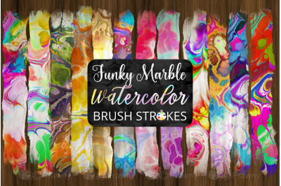 Funky Marble Watercolor Brush Strokes - Transparent PNG Files