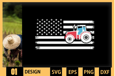 Farm Tractors USA Flag Patriotic Farming