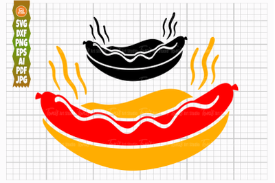 Hot Dog SVG PNG DXF, Hotdog Clipart, Fast Food Svg