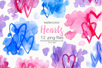 Watercolor Heart Clipart - PNG Files