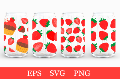 Strawberry Can Glass Wrap. Strawberry Can Glass template