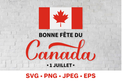 Happy Canada Day in French SVG. Canadian holiday