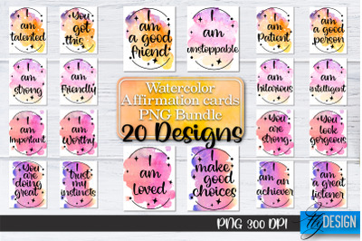 Watercolor Affirmation Cards PNG Bundle | Positive Affirmation PNG v.1