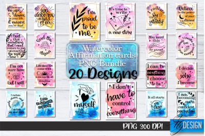 Watercolor Affirmation Cards PNG Bundle | Positive Affirmation PNG v.2