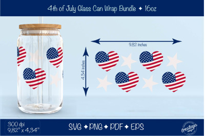 4th of July Glass Can wrap. Patriotic Beer Can Glass Wrap 16 oz. Ameri