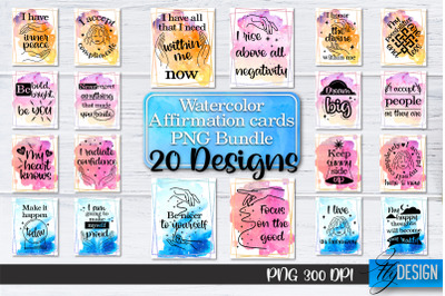 Watercolor Affirmation Cards PNG Bundle | Positive Affirmation PNG v.3