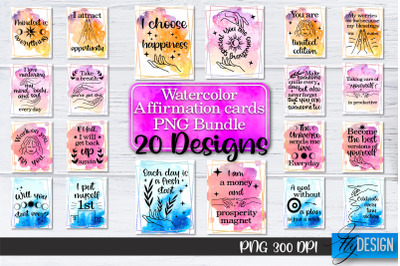 Watercolor Affirmation Cards PNG Bundle | Positive Affirmation PNG v.4