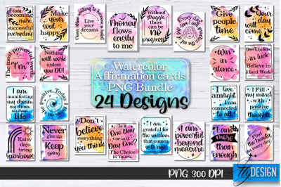 Watercolor Affirmation Cards PNG Bundle | Positive Affirmation PNG v.5