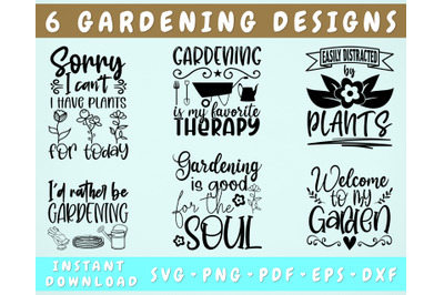 Gardening SVG Bundle&2C; 6 Designs&2C; Garden Quotes SVG&2C; Gardening Sayings