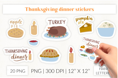 Thanksgiving dinner stickers. Thanksgiving meal stickers