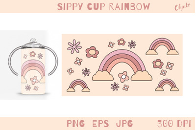 Sippy Cup Rainbow. Sippy Cup Sublimation. Kids Cup